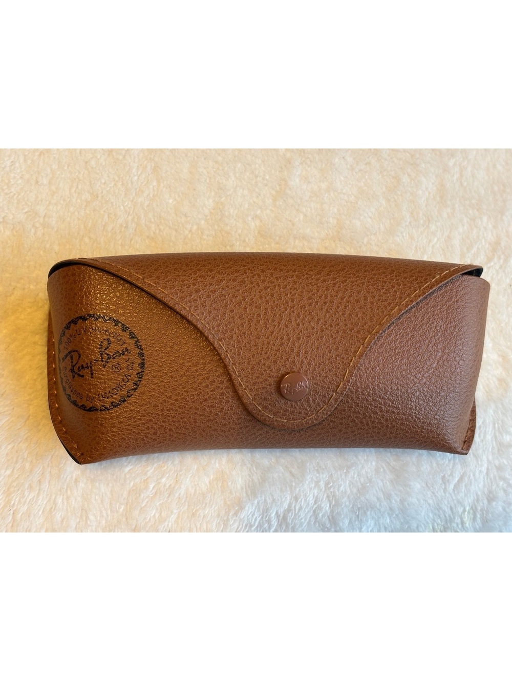 Authentic Ray Ban Sunglasses Case Only Tan Brown Pebbled Leather Snap